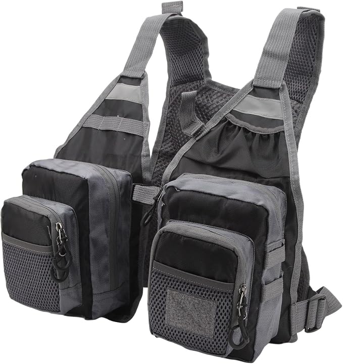 Fly Fishing Vest, Multi Pockets Lightweight Mesh Vest with Adjustable Straps for Men and Women, Breathable Fishing Gear for Trout Travel