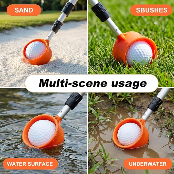 SPEENSUN Golf Ball Retriever, Max 6/9/12/15Ft Lightweight Portable Stainless/Aluminum Alloy Telescopic Golf Ball Grabber for Water, Bushes, Grass and Sand, Golf Accessories Gifts for Men Women