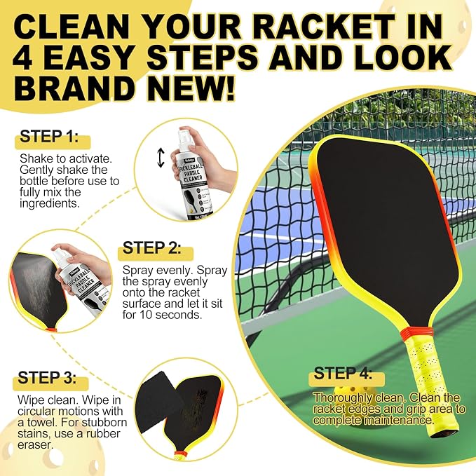 4.06 Oz Pickleball Paddle Cleaner, Restore the Luster of the Racket Surface | 5*7*1 Cm Pickleball Paddle Eraser, Includes a Towel to Remove Dirt and Sweat, Suitable for All Rackets