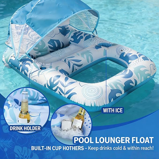 Inflatable Tanning Pool Lounger Float for 2 Person
