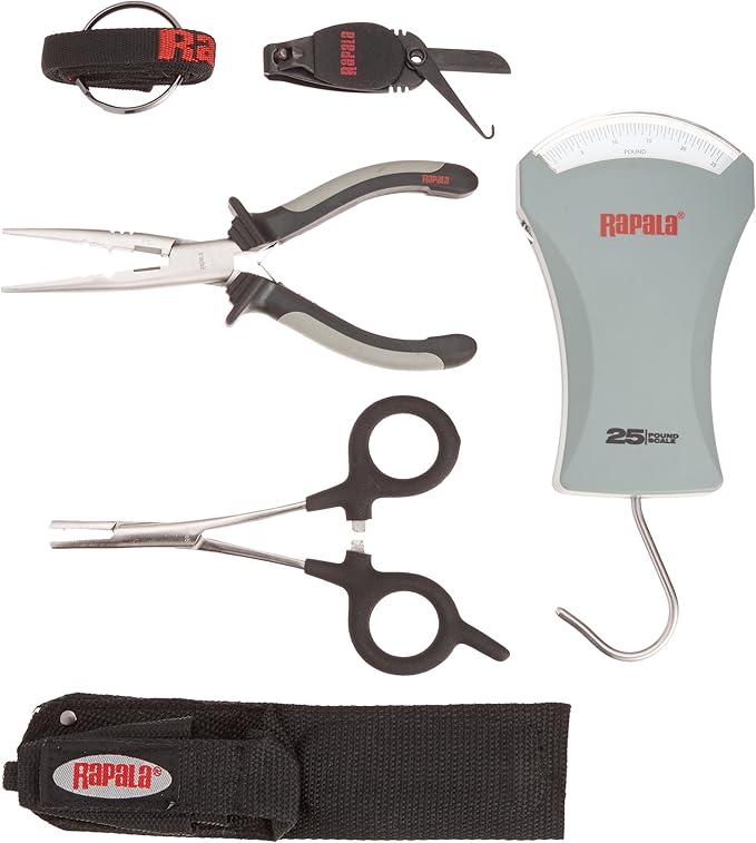 Rapala Combo Pack 6 1/2 Pliers / 5 1/2 Forceps / 25 lb.Scale / Clipper/ Sheath