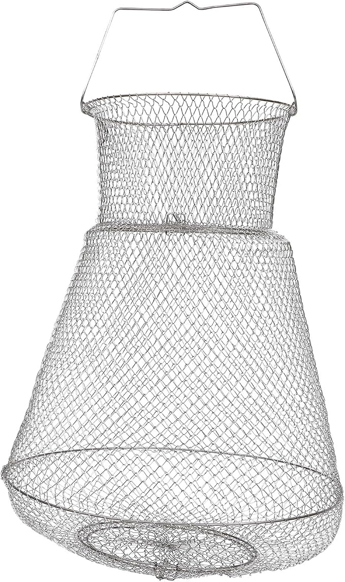 Stainless Steel Fish Basket 28 Inch Folding Fishing Net Metal Fishing Cage for Crab Shrimp Boat Use