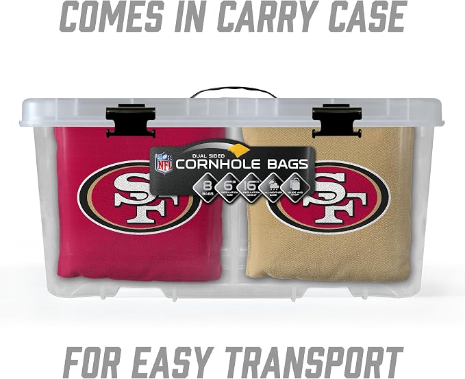 YouTheFan Officially-licensed NFL Set of 8 Cornhole Bags - All Weather Dual Sided Slide & Stop - regulation size