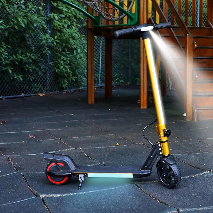 Foldable Electric Scooter for Kids, with Bright Front LED Lights,Shining Pedal, LED Display, Dual Brakes 150W Motor Kids Electric Scooter, UL2272 Certified
