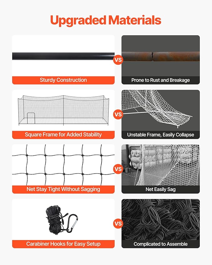 VEVOR Baseball Batting Cage,Professional Softball Baseball Batting Hitting Training Net,Heavy Duty Enclosed PE Practice Portable Pitching Cage Net&Carry Bag,for Backyard,Field,Indoor&Outdoor