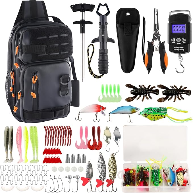 Hikary Fishing Backpack with Tackle Boxes,Fishing Tool Kit,Lightweight Outdoor Water-Resistant Fishing Shoulder Bag with Rod Holder Fisherman Gift Saltwater Freshwater