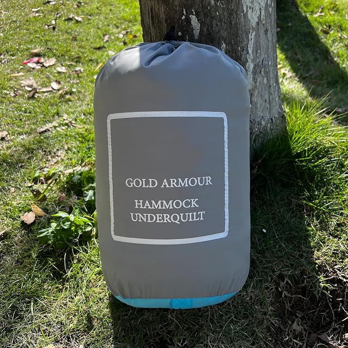 Gold Armour Hammock Underquilt for Single Hammocks and Double Hammocks, Insulated Warm Underquilt - Essential Camping Equipment Gear Under Quilts for Hammock (Grey&Sky Blue)