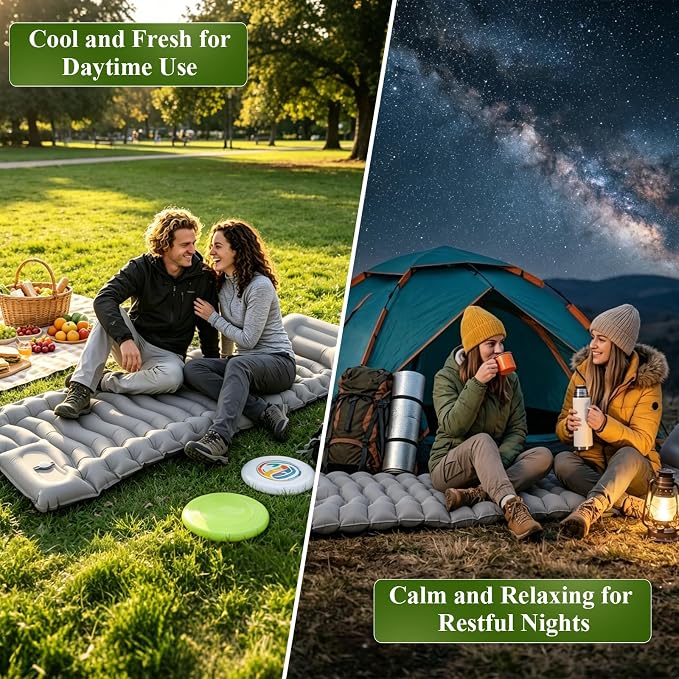 Sleeping Pad, Ultralight Inflatable Sleeping Mat with Pillow & Foot Pump, Extra Thick Compact Camping Mattress for Hiking, Backpacking & Tent Use(Gray)