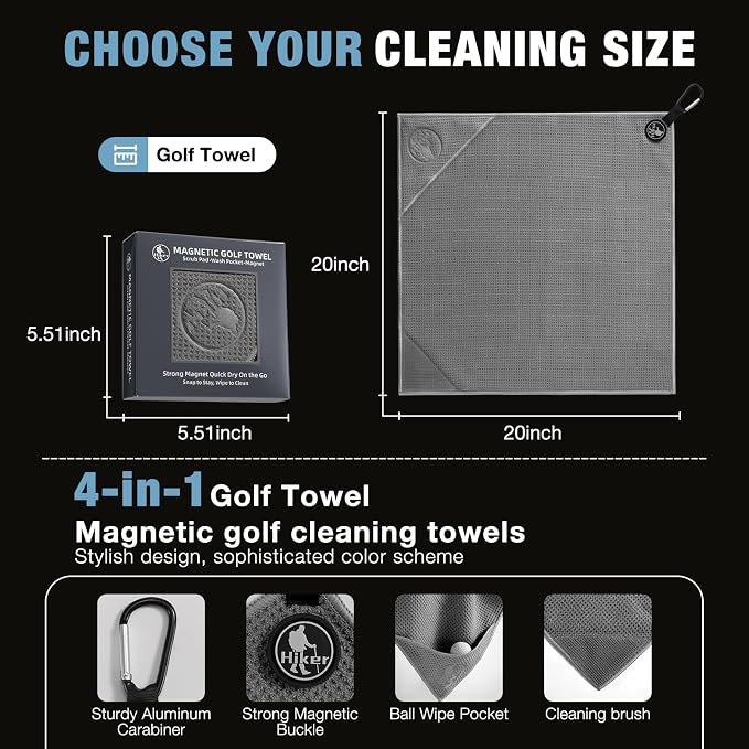 Hiker Golf Essentials Bundle, Cleaning Brush with Groove Cleaner & 1500 Yards Laser Rangefinder Anti-Shake Slope & Magnetic Microfiber Towel, Complete Golf Gear Set for Training Course Golfing, Pack o