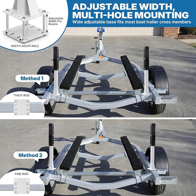 2pack Pontoon Boat Trailer Guides Poles Kits 17" Boat Trailer Guide Poles with Reflective Strip, Steel + UPVC Sleeve Heavy Duty Boat Trailer Parts & Accessories