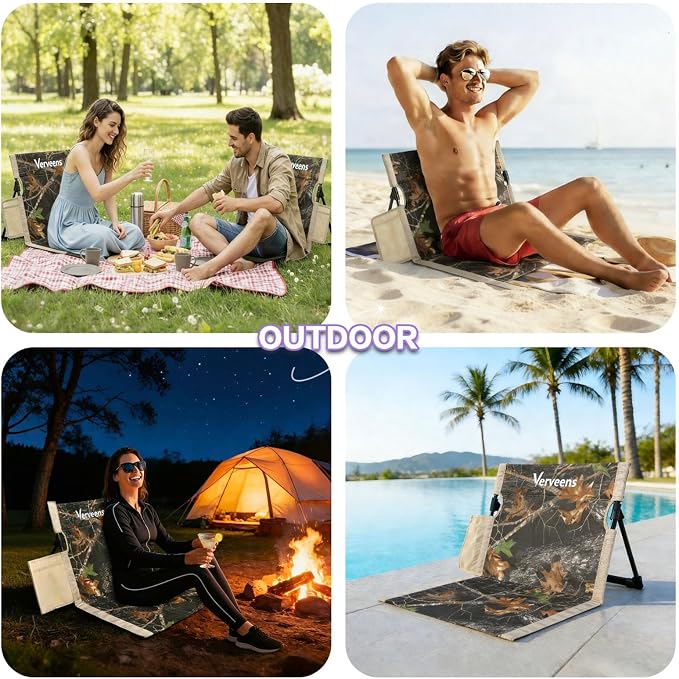 Extra Large Foldable Camping Chair with Cup Holder,Ultra-Light Portable Beach Chair with Carry Bag for Sunbathing Swimming Poolside Picnic Lawn Road Hiking Trips (Camouflage Pattern)