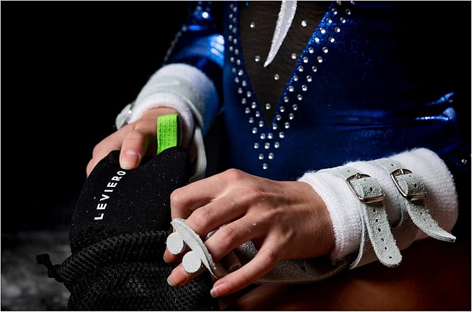 Gymnastics Grips Set, Grips for Gymnastics Girls, Dowel Grips with Soft Leather, Double Buckle Wrist Closure, and Adjustable Finger Holes, for All Ages