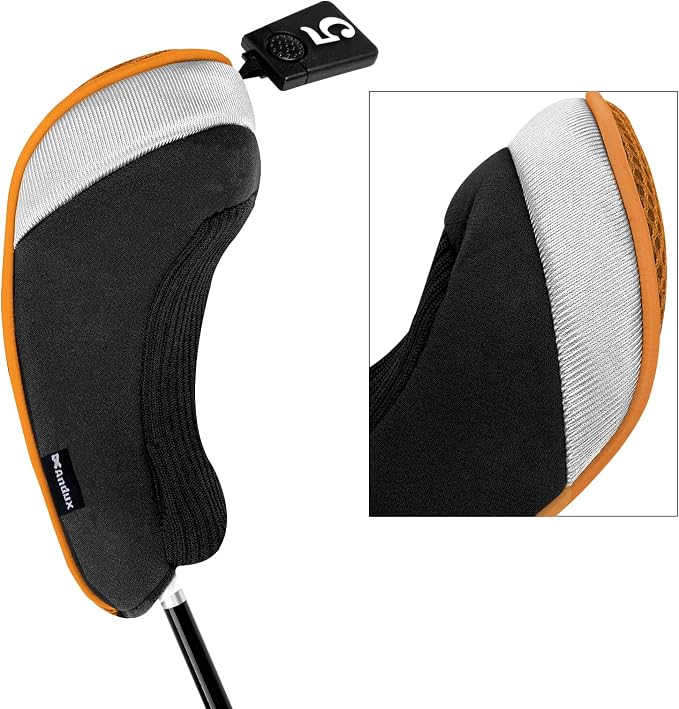 Andux 3pcs/Set Golf 460cc Driver Fairway Wood Club Head Covers | with interchangeable NO. Tags | Mesh Breathable material | Short Neck | Coloured Piping | Pull-On Closure