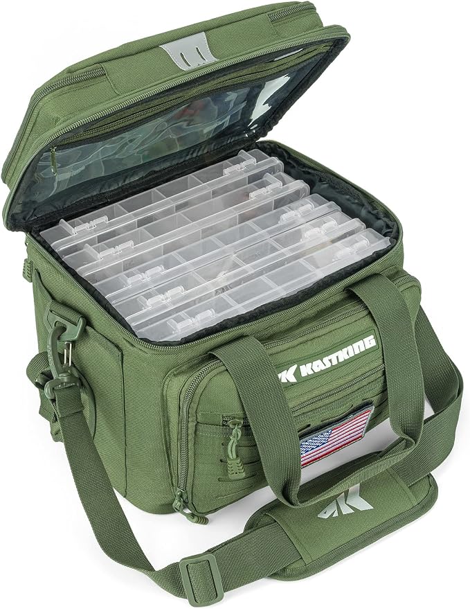 KastKing Fishing Tackle Bags - Saltwater & Freshwater Fishing Bags - Water Resistant, Padded Shoulder Strap - Gear Storage