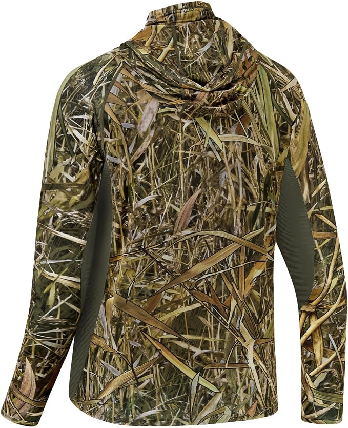 BASSDASH Men's UPF 50+ Camo Long Sleeve Hunting Fishing Hoodie Shirt