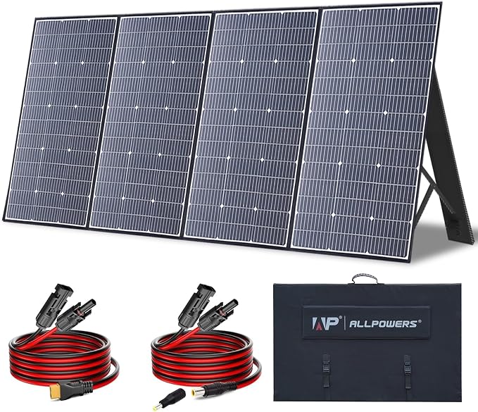 ALLPOWERS SP037 400W Portable Solar Panel with Adjustable Kickstand, High Efficiency Solar Cell, Foldable Solar Charger for Power Station, IP67 Waterproof for RV Camping Home Off-Grid Outdoor