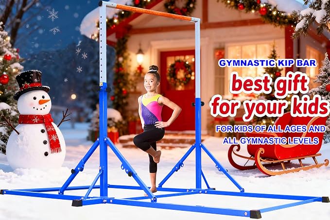 Marfula Gymnastic Bar For Kid and Teenage of 3-25, 5Ft/8 FT Base Length 4Ft Width 5Ft Adjust Height, Gymnastic Kip Bar For Gymnast, Gymnastic Training Equipment For Professional Training Home Club Use