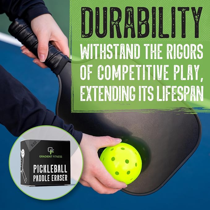 Gradient Fitness Pickleball Paddle Eraser, Pickle Ball Racket Natural Cleaner, Efficiently Removes Ball Residue, Dust, Dirt, & Minor Scrapes/Scratches, Increases Grit