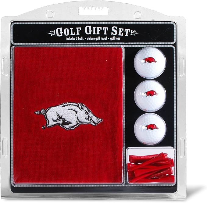 Team Golf NCAA Gift Set Embroidered Golf Towel, 3 Golf Balls, and 14 Golf Tees 2-3/4" Regulation, Tri-Fold Towel 16" x 22" & 100% Cotton