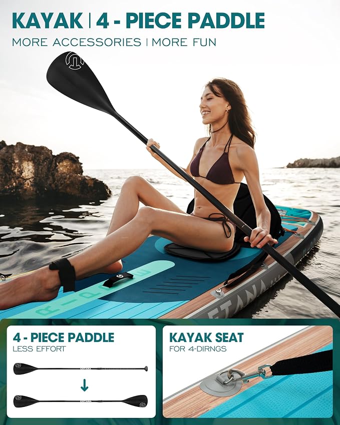 CETANA Extra Wide Inflatable Paddle Board 11'6 x 35" x 6", 450LB High Weight Capacity Wide Stable Stand Up Paddle Board for Beginners, 2–3 Person Large Paddleboard with 3 Fins, Dual Bungee, 15 D Rings
