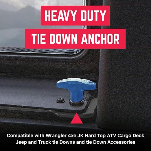 GPCA – Quick Release Tie Down Anchor/T-Handle Jeep JK Hardtop Bolts & Cargo Hooks for Jeep Wrangler Accessories JK 2007-2018, M8 25mm Thumbscrew, GP Anchor PRO w/Nut, 6 Pack (Blue)