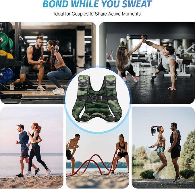 ZELUS Weighted Vest, 6lb/8lb/12lb/16lb/20lb/25lb/30lb Weight Vest with Reflective Stripe for Workout, Strength Training, Running, Fitness, Muscle Building, Weight Loss, Weightlifting