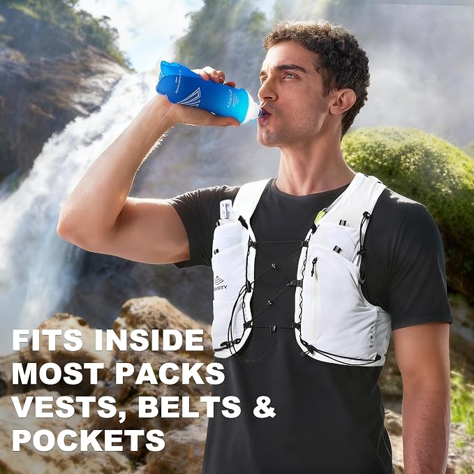 Running Hydration Vest 5L, Running Backpack with 2x500ml Soft Flask, Lightweight Water Backpack Reflective Trail Running Vest for Running Hiking Cycling