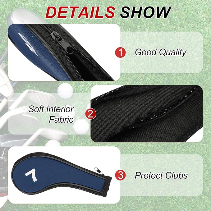 PATIKIL Golf Club Head Cover, Number Golf Club Irons Covers Neoprene Driver Headcover Golf Lovers Gifts