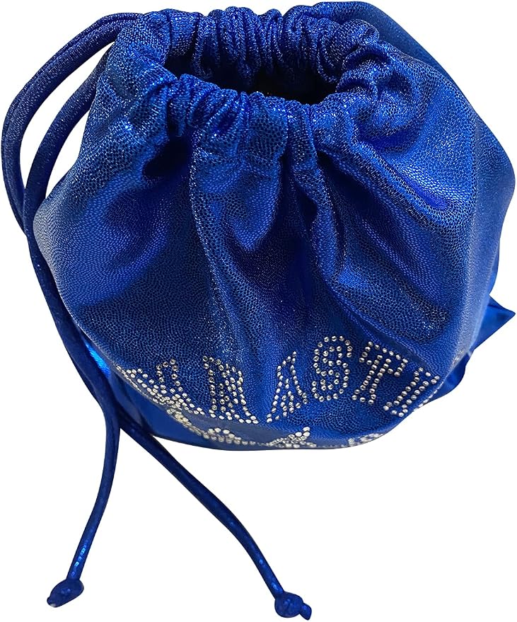 LIL'FOX 8"x10" Drawstring Gymnastics SMALL GRIP BAG 26x20cm - Lightweight Bag for Personal Equipment - Shiny Foil Rhinestones