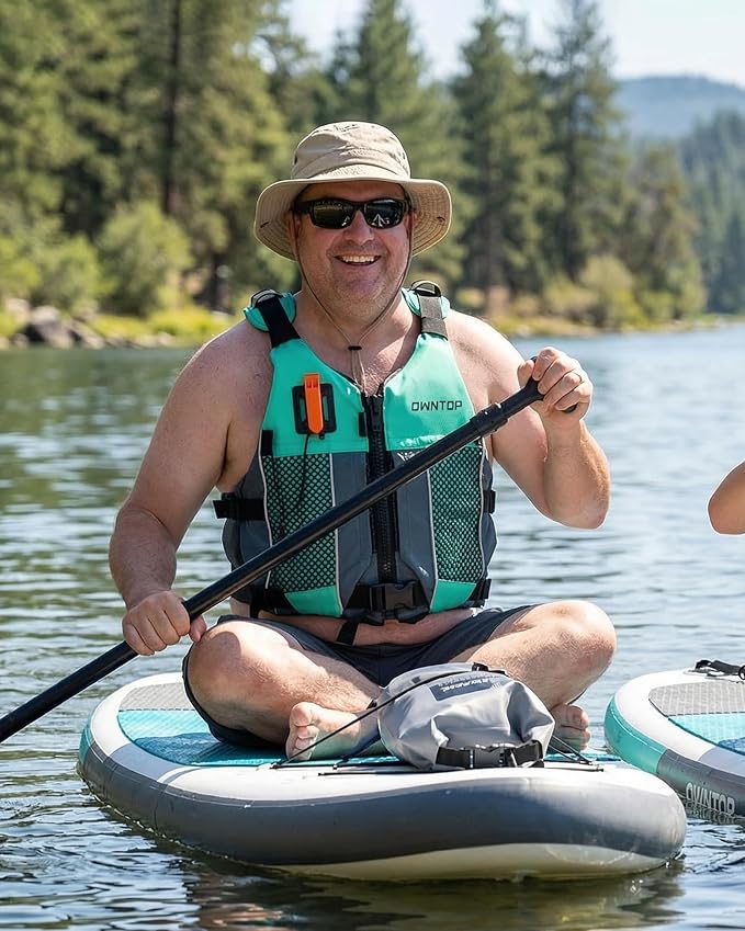 Owntop Swim Jacket Adult Youth | Hydration Pack | Dual Mesh Pockets | Attached Whistle | Ultra-Thin for Freer Movement | Kayak, Boating, Fishing, All Watersports