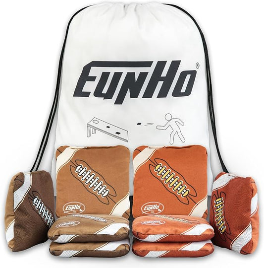 EunHo Regulation Cornhole Bags Set of 8 - Dual Sided Slick and Stick Cornhole Bean Bags for Tossing Game Professional All Weather Pro Corn Hole Bags with Tote Bag