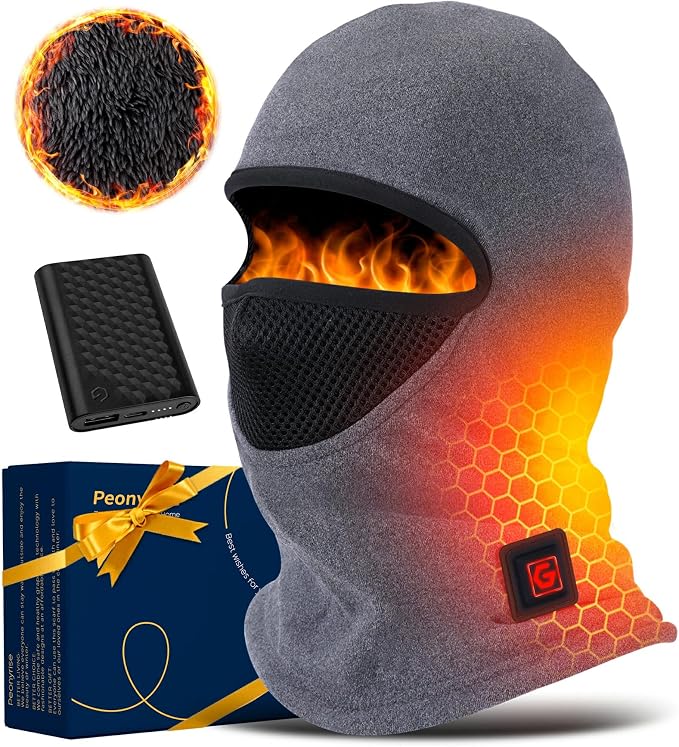 Graphene Heated Balaclava Neck Gaiter Gifts for Men Women Warm Cold Winter Gift for Ski Snowboard Motorcycle