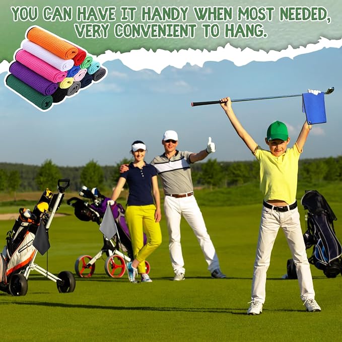 Batiyeer 30 Pcs Bulk Golf Towels for Golf Bags 16'' x 16'' Microfiber Fabric Golf Towel Waffle Pattern with Clip for Bags Men Mini Tournament Fitness Yoga Camping(Colorful)
