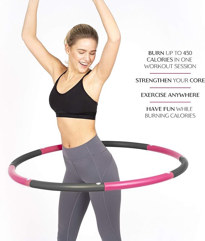 Pinc Active Exercise Fitness Hoop for Adults - Easy to Spin, Premium Quality and Soft Padding Weighted Hoop - Detachable Hoops for Home & Gym Workouts