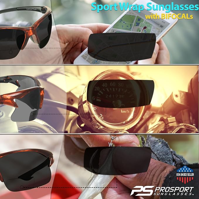 proSPORT BIFOCAL Sunglasses Readers Men Women Sport Cycling Running Fishing Golfing Riding Driving +1.50 to +3.00