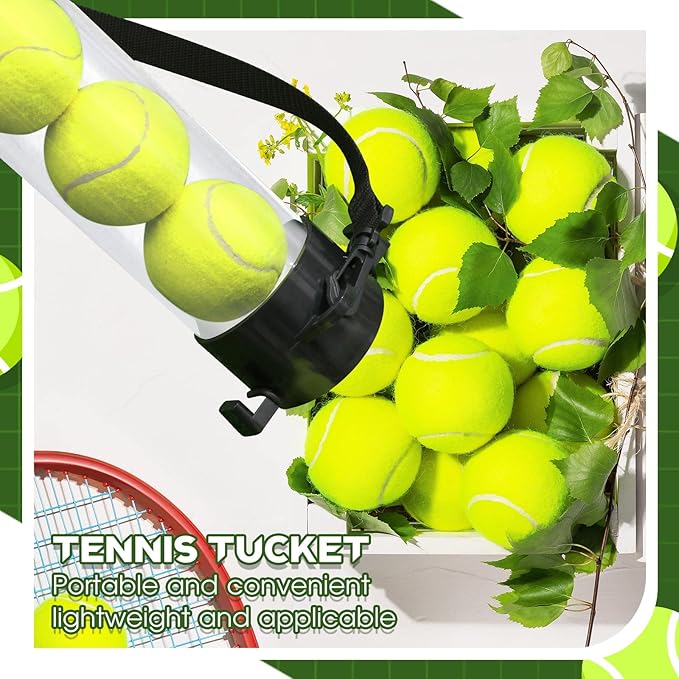 Lenwen 2 Pack Tennis Ball Tube Pickup, Fits 15 Tennis Ball with Shoulder Strap, Lightweight Collector Holder Picker Grabber Retriever Tube Carrier for Players, Coaches & Instructors