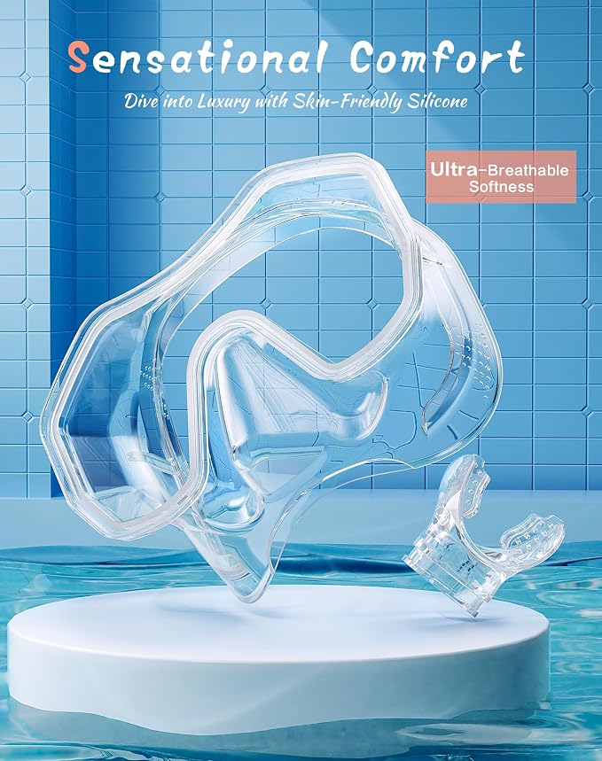 Snorkeling Gear for Adults Kids, Dry-Top Snorkel Set, 180°Panoramic Wide View Diving Mask Breathing Freely Snorkel Mask for Snorkeling Scuba Diving Swimming Travel
