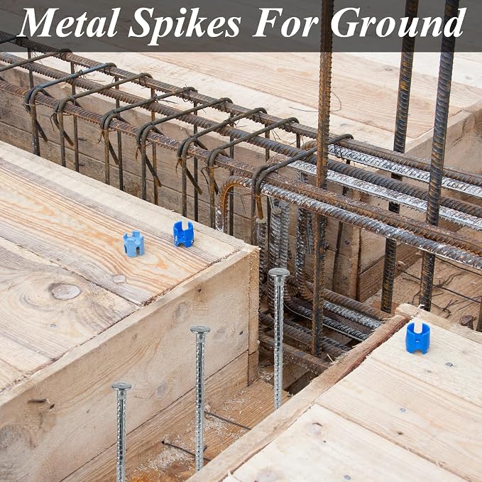 16Pcs Rebar Stakes 16 inches 3/8 Inch Diameter Galvanized Steel Concrete Form Stakes, Plant Support Garden Metal Spikes for Ground Anchors, Speed Bump, Wheel Stop