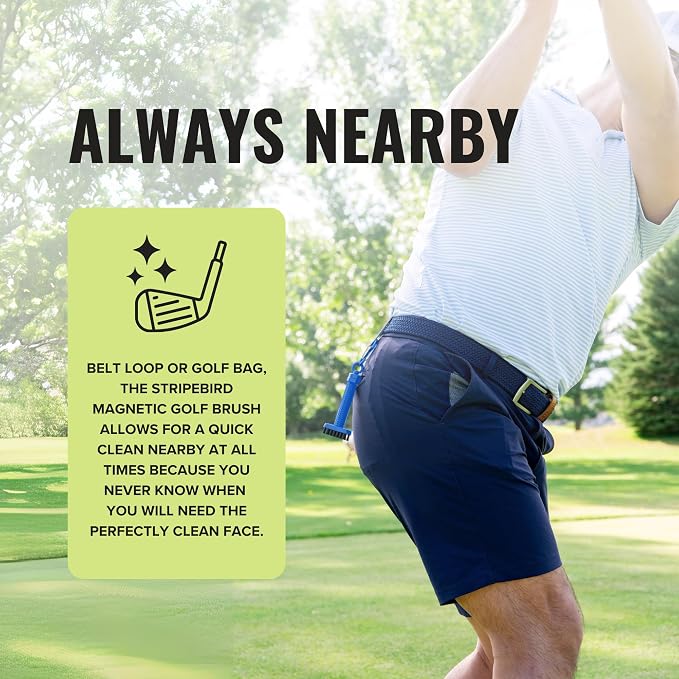 Magnetic Golf Club Brush - Detachable - Premium Nylon Bristles - Golf Bag Accessory - Golf Club Cleaner - Golf Tool