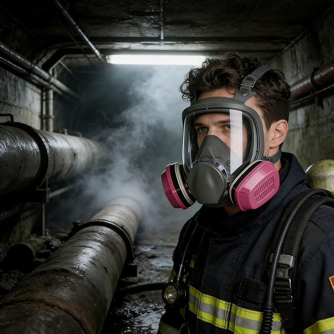 Full Face Respirator Mask, Reusable Dust Mask With Filters, Suitable For Spray Painting, Chemical Operations, Construction Work, And Similar Scenarios.