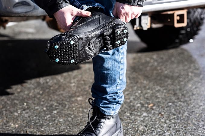 Due North All Purpose Industrial Ice Cleats for Men & Women - Traction Aids for Walking & Working on Snow/Ice - 16 Spikes