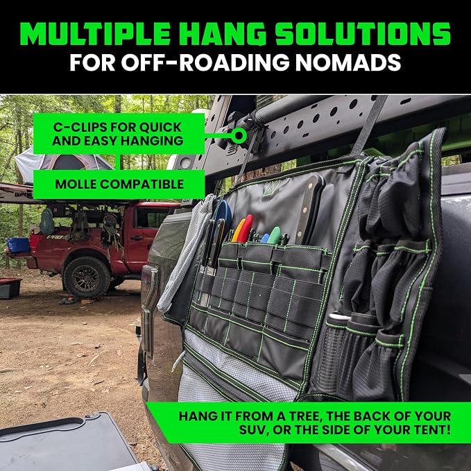 Rhino USA Camping Kitchen Organizer: Ultimate Overland Camp Accessory For Outdoor Cooking, Spice Rack, Utensil Storage and More!
