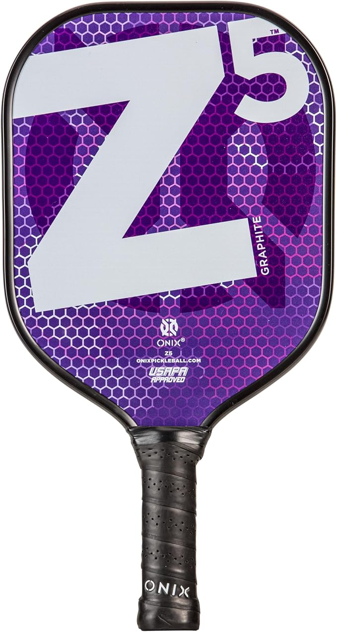 Onix Graphite MOD Z5 Carbon Fiber Pickleball Paddle with Wide-Body Shape. Honeycomb Core, Graphite Face & Cushion Comfort Pickleball Paddle Grip