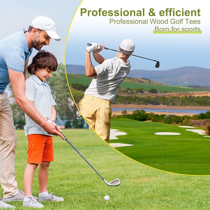 Vinsot 1000 Pcs Golf Tees Bulk 3-1/4'' Wooden Tees for Driving Range, Golf Club Accessories for Men Dad
