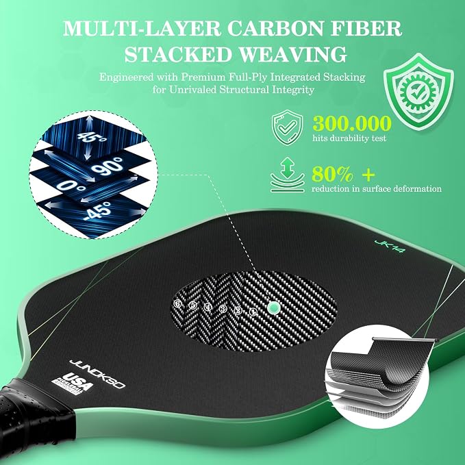 Pickleball Paddles Set of 2 - Composite Carbon Fiber Pickle Ball Paddle - USAPA Approved Pro Pickle Racket - Portable Outdoor Sports Equipment - Men's and Women's Training or Game Gift Set