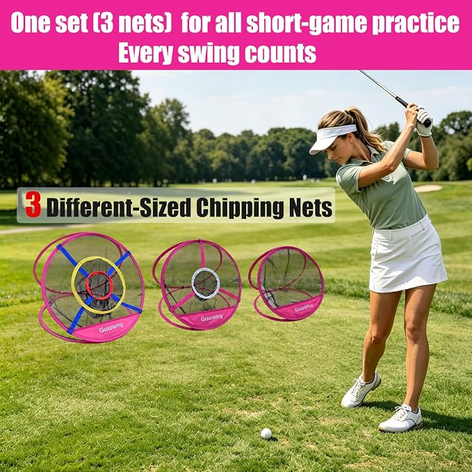 Set of 3 Golf Chipping Nets (3 Sizes) - Pop-Up Practice Targets for Indoor & Outdoor
