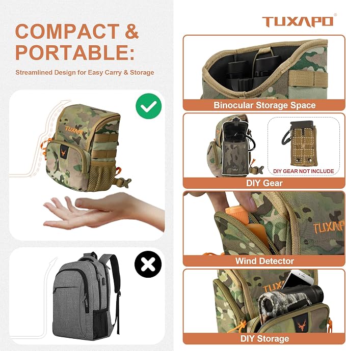 Binocular Harness Chest Pack with Rangefinder Pouch Rain Cover Bino Case for Hunting Hiking Shooting