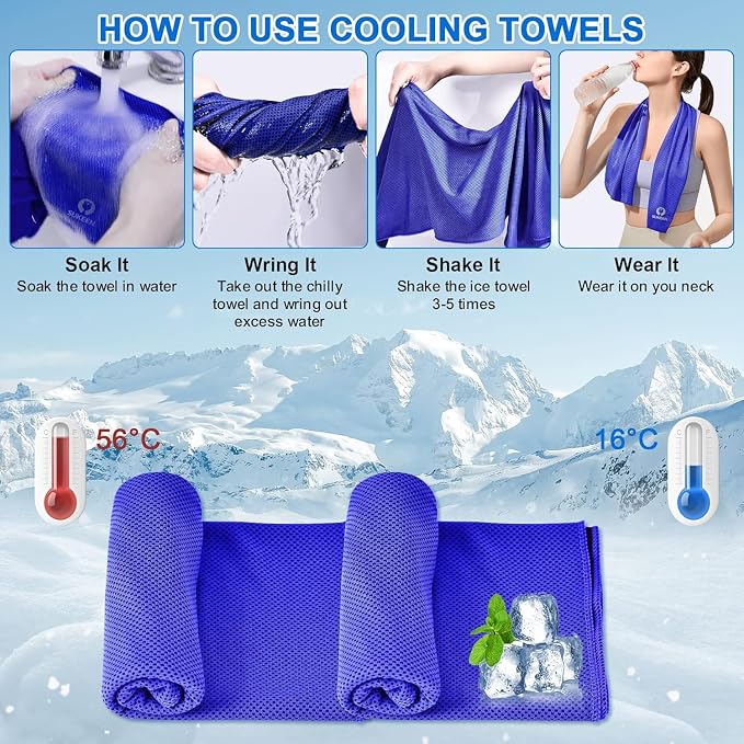 Sukeen Cooling Towel 20 Pack (40"x12") Ice Towel,Bulk Breathable Chilly Twoles,Microfiber Towel for Neck Face for Yoga,Sport,Running,Gym,Workout,Camping,Fitness,Travel & More Activities, Royal Blue