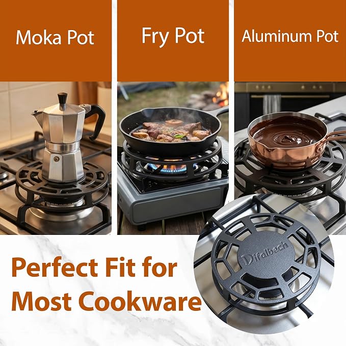 9.45 Inch Heat Diffuser for Gas Stove,Stove Top Simmer Plate for Kitchen Slow Cooking,Cast Iron Flame Tamer Prevent Burning Heat Diffuser & Temperature Control.