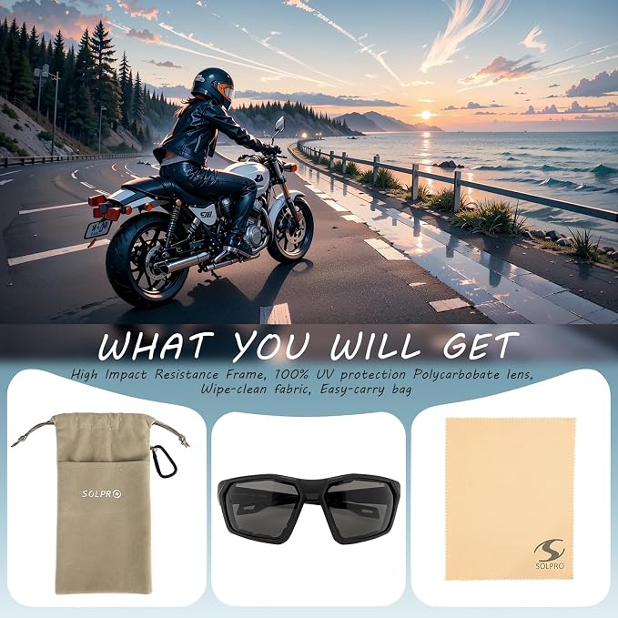ANSI Z87.1+ Safety Sunglasses, Impact Resistant with EVA Foam, Anti-Fog Windproof for MTB, Cycling, Shooting, Work